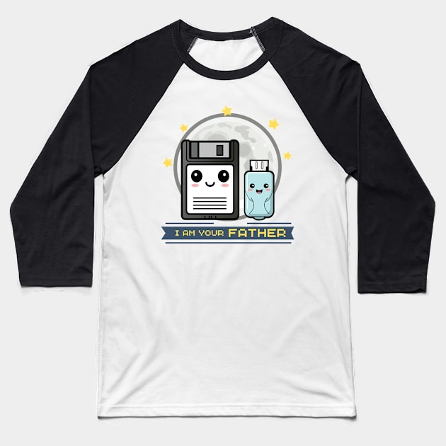 Retro Floppy Disk And USB Stick Baseball T-Shirt by Sublime Art
